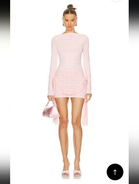 Lioness  Glory Light Pink Long-Sleeve Ruched Mini Dress